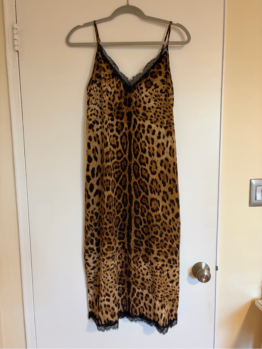 LAVENDER BROWN Silk Leopard Print Slip Dress Size XS